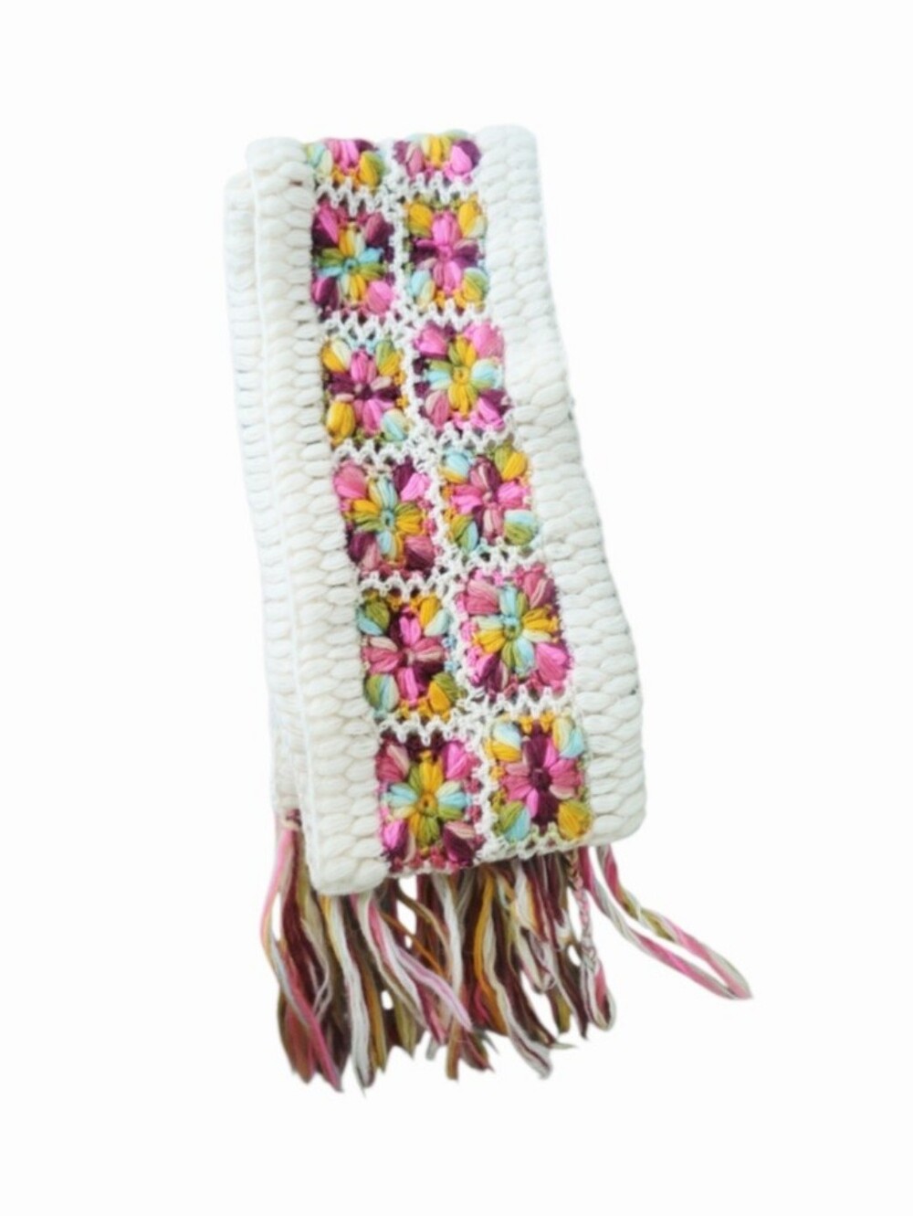 Nirvanna Designs Handmade Crochet Knit Boho Hippie Fringe Wool Scarf